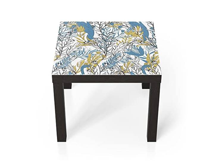 DEQORI Glastisch schwarz klein 55x55 cm Motiv Detailreiche Gewächse ausgefallener Beistelltisch aus Glas Hochglanz Couchtisch fürs Wohnzimmer moderner Couch Tisch mit Design