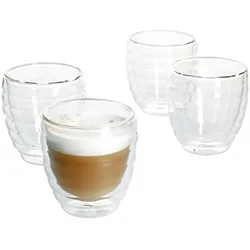 4er Gläserset Cesena Cappuccino-Glas 200-230 ml hitzebeständig 150° doppelwandig Borosilikatglas