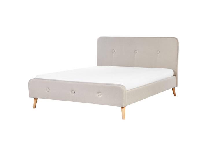 Beliani Polsterbett mit Lattenrost 160x200 cm Beige Rennes, 160x200 cm, Schlafzimmer, Betten, Polsterbetten