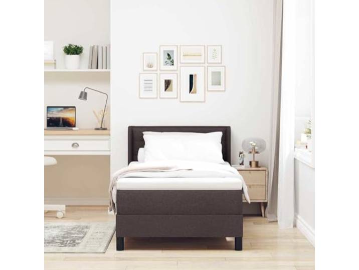 KTHLBRH Boxspringbett mit Kopfteil dunkelbraun 190 x 90 cm Modernes Design, robuster Stoff, Basis mit Halterung, geeignet für Doppelzimmer