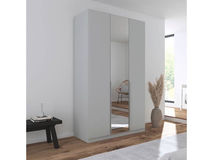 Drehtürenschrank, Holzwerkstoff, Seidengrau, 136×229×54 cm, Mit Innenausstattung, Modern, Rauch
