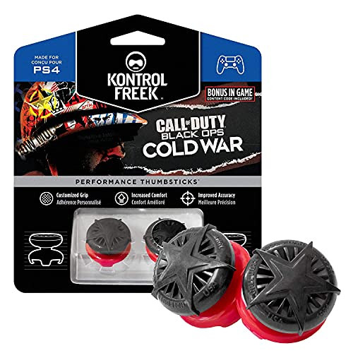 KontrolFreek Call of Duty: Black Ops Cold War Performance Thumbsticks voor PlayStation 4 (PS4) en PlayStation 5 (PS5) - 2 High-Rise Convex - Zwart/Rood