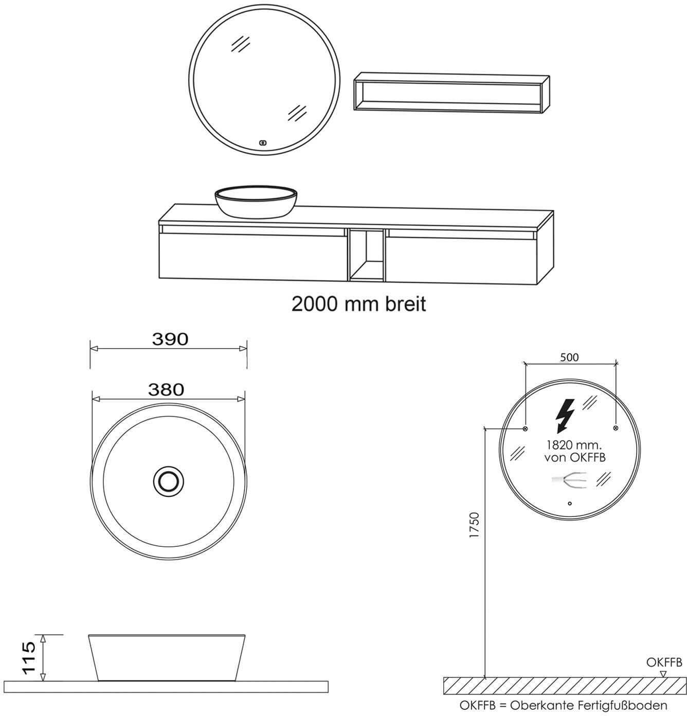 Puris Vialli Badmöbel-Set 200cm