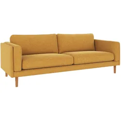 Sofa Braden 3-Sitzer aus Stoff, klassisch mit Eiche Beinen, Bezug Brenda Gelb, komfortabel für 2-3 Personen