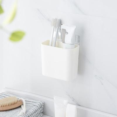 Inspired Deals Wall Mounted Toothbrush Holder & Bathroom Storage Rack With Suction Cup Organizer white