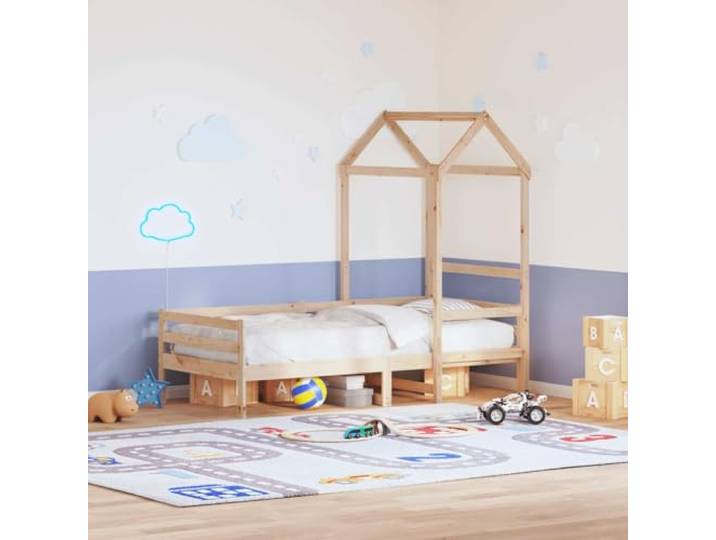 FMPGJLYH Kinderbett-Dach Massivholz Kiefer Spielhaus Rahmen 98x70x176.5 cm Rustikaler Charme, Offene Seite, Einfache Montage, Robustes Kiefernholz