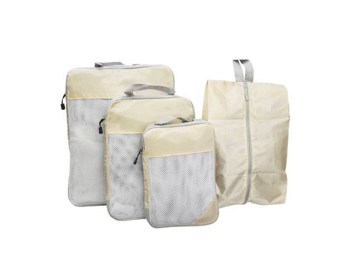 Reiseorganizer Set mit Kompressionsfunktion 4-teilig beige