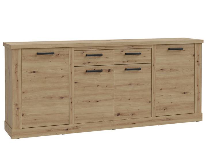 Bahut 4 portes 2 tiroirs Corona Chene Artisan - Basika