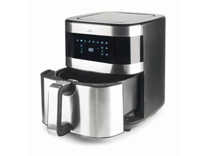 Lacor - 69511 - Ecofry Ölfreie Fritteuse, Heißluftfritteuse mit TotalCook-Technologie, Heißluftfritteuse mit exklusivem Rezeptbuch in 3 Sprachen, Touchscreen, 8 Programme, 1500 W, Kapazität 5.5L