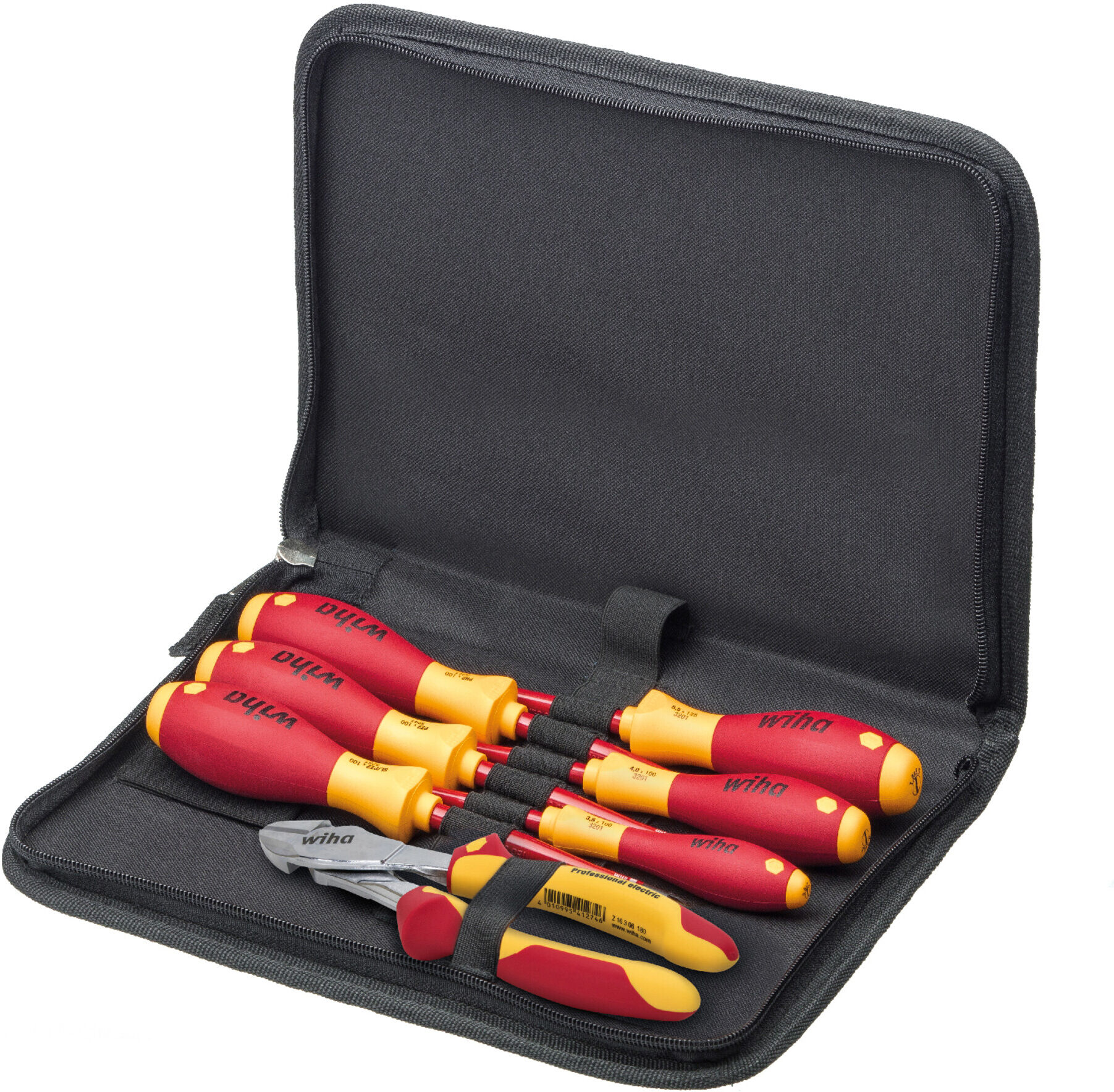 Wiha Werkzeug Set Elektriker Schraubendreher, Kraftseitenschneider 7-tlg. in Tasche (38020)