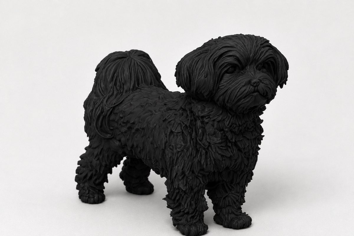 Decoratief Malteser hondenbeeldje zwart 3D-geprint