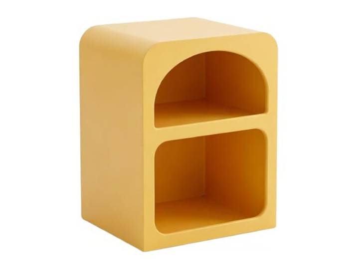 Schlank und platzsparend Geometrischer Nachttisch mit 2 offenen Fächern Bodenstehender Stauraum for Schlafzimmer(Yellow,Groß)