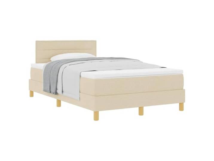 PUGYNBK Boxspringbett, cremefarben, 120 x 200 cm, mit verstellbarem Kopfteil