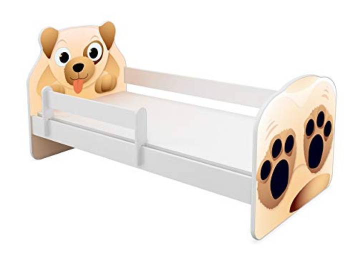 ACMA Tiere VII Kinderbett Jugendbett Matratze Rausfallschutz Lattenrost Spielbett Kinderzimmer Möbel (04 Hündchen, 160x80 cm)