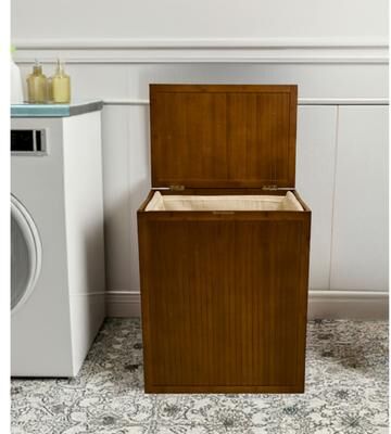 Fairway Avenue Home Solid Bamboo Folding Clothes Hamper w/ Removable Laundry Bag