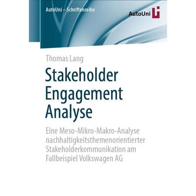 Stakeholder Engagement Analyse, Taschenbuch von Thomas Lang, Springer Fachmedien Wiesbaden GmbH, 978-3-658-33986-9