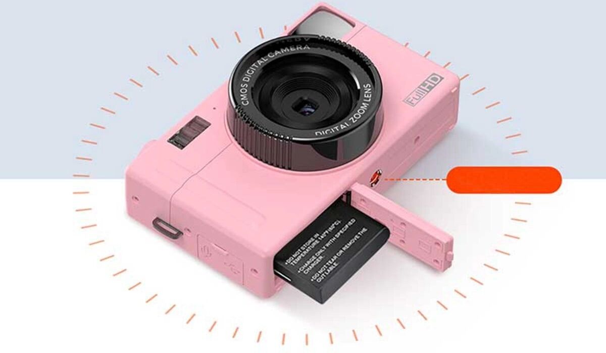 INF 24MP Digitalkamera mit 16x-Zoom, 1080P-Video, 3.0-Zoll-Display und wechselbarem Akku Rosa