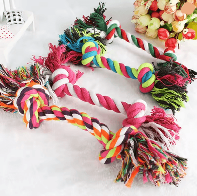 Inspire Essentials Durable Cotton Rope Knot Chew Toy For Small Dogs And Puppies random Color