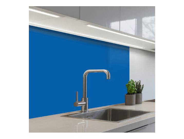 KitchenYeah Küchenrückwand selbstklebend (keine Folie) Classic – Azure – Blau, (1-tlg), Spritzschutz, Küche, Rückwand, Küchenwand, Backsplash, 400x60 cm