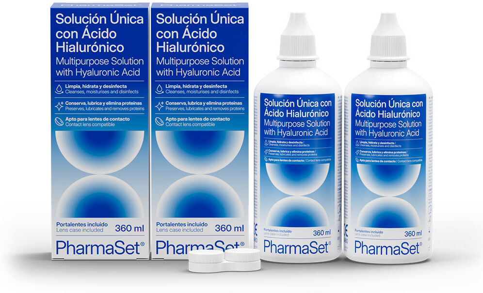Pharmaset soluzione unica con acido ialuronico per lenti a contatto morbide 2 x 360 ml