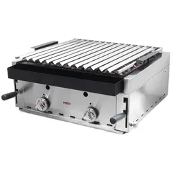 MBH - MAQUINARIA BAR HOSTELERIA MBH - Professioneller Gas Lavasteingrill 60 cm für die Gastronomie. Industrielle Grill Edelstahl-Grill für Bar, Restaurant.