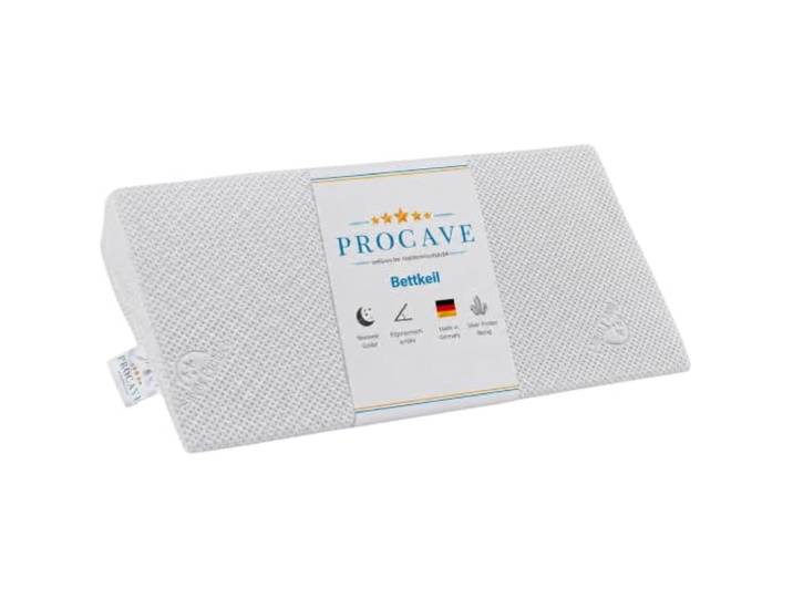 PROCAVE Bettkeil mit Bezug aus Silver Protect-Doppeltuch Breite: 200 cm x T: 45 cm x H: 15/1 cm Made in Germany keilförmiges Schaumstoffkissen für Betten und Wasserbetten