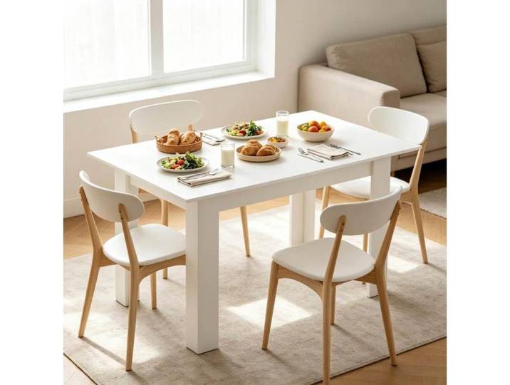ROVRYN Table à manger extensible blanche 140-180 cm en MDF et acier