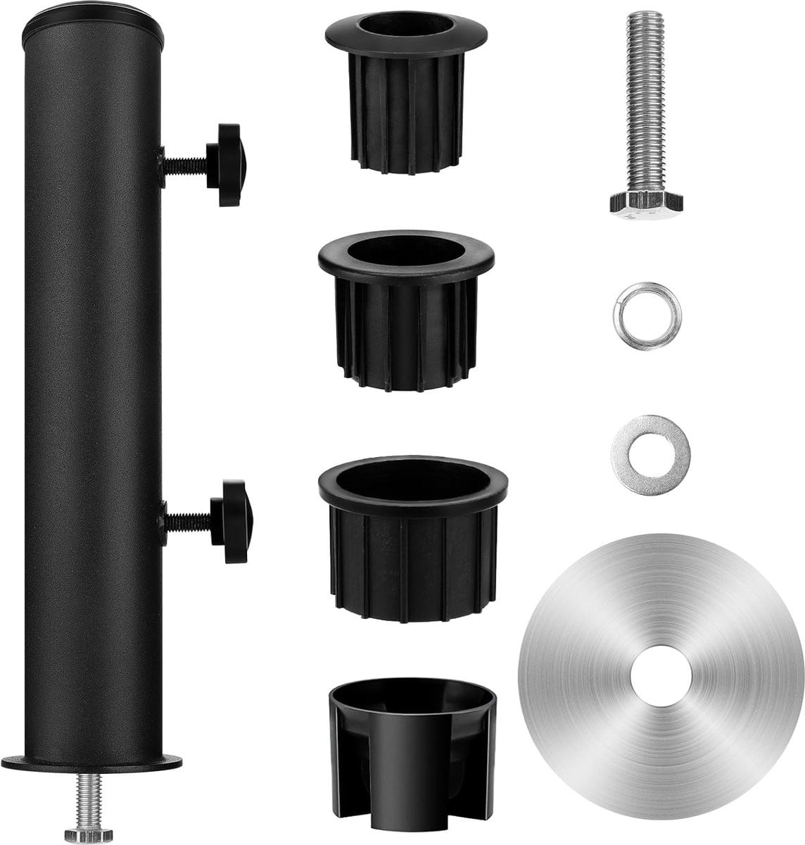 Heavy Duty Paraplu Standaard voor Buiten met Granieten en Stalen Basis - Zwart