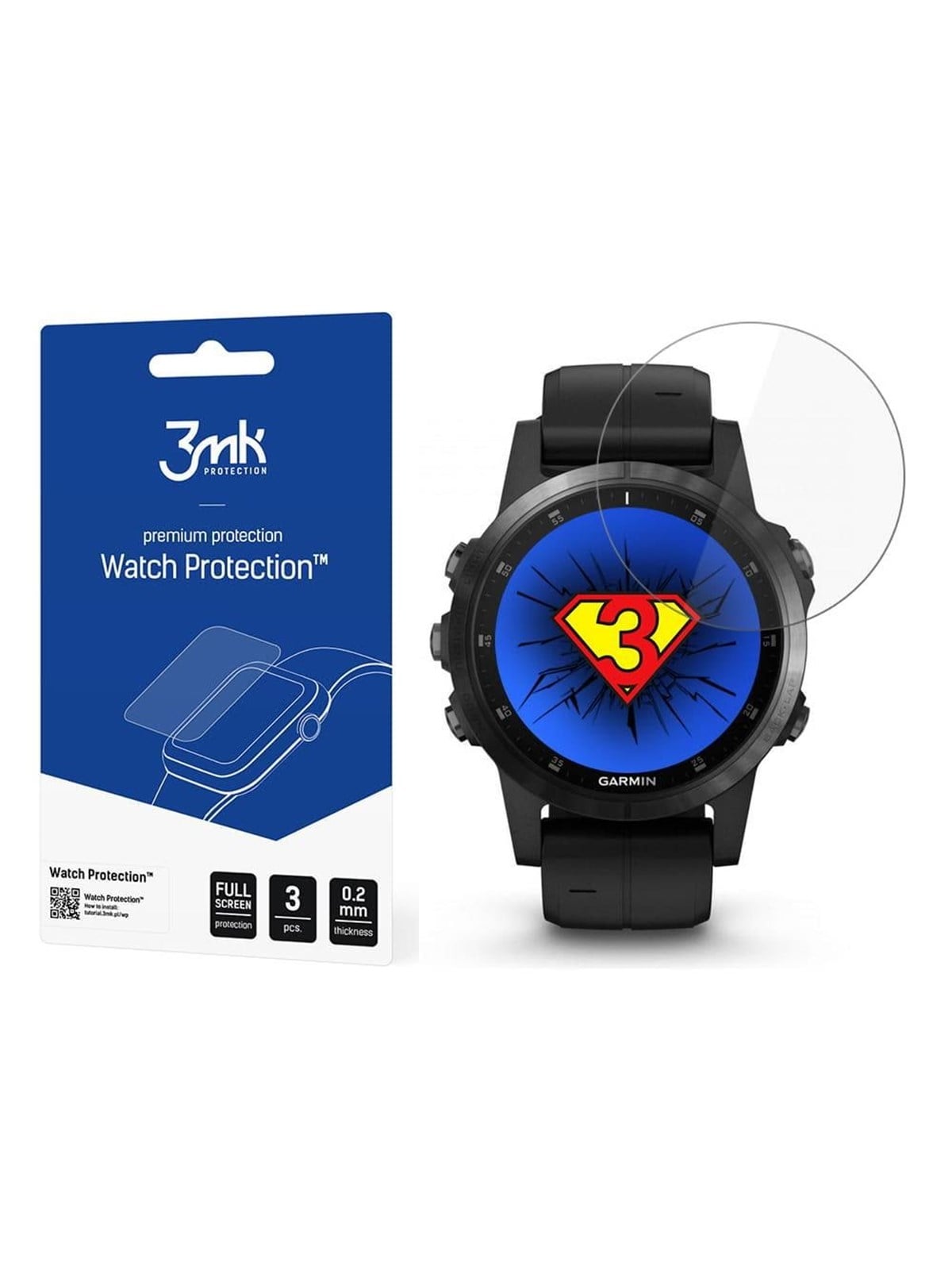 3mk Hybrid Glass Watch Protection FlexibleGlass for Garmin Fenix ??5 Plus