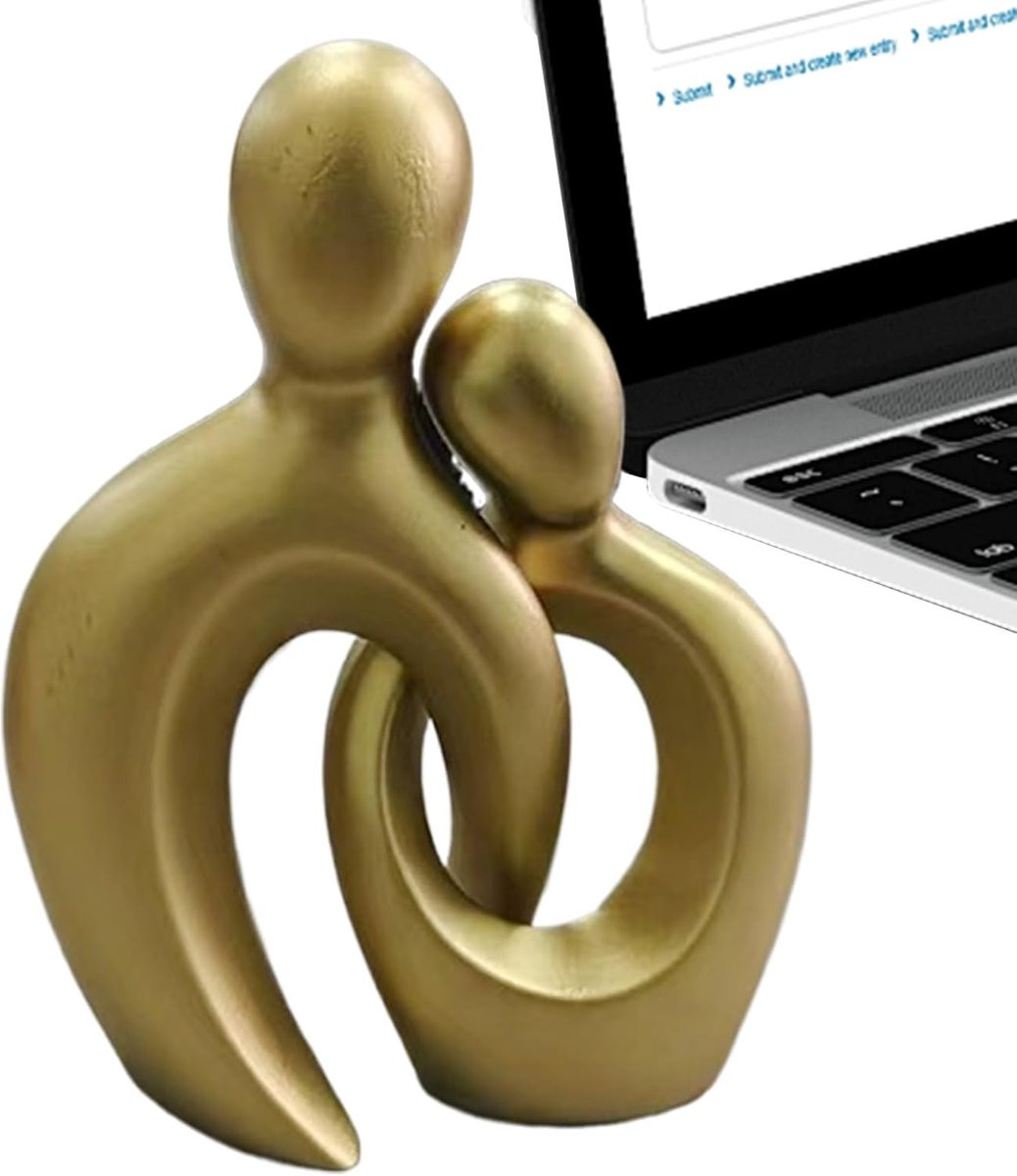 Abstract Beeld Paar Sculptuur Goud - Hoogte: 16 cm