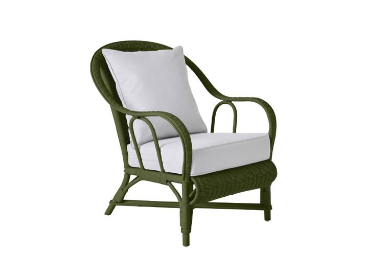 Fauteuil rotin laqué vert bronze