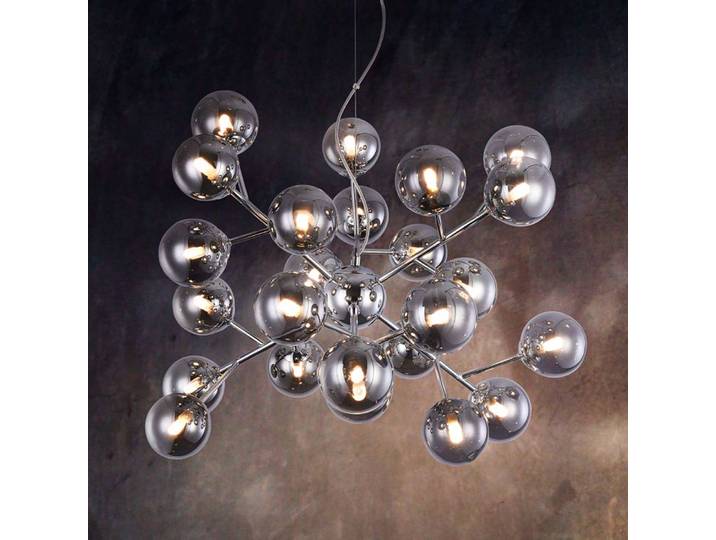 Suspension Dallas - Type B Ø 65cm Argenté Verre fumé / Métal mixte G9