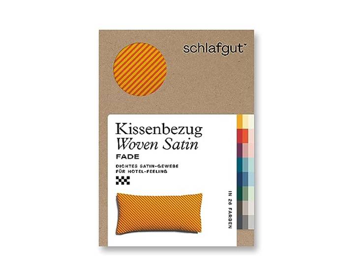 schlafgut Woven Fade Satin Kissenbezug 40x80 cm gestreift, Yellow Fade