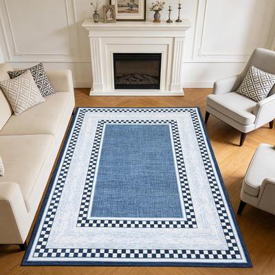 Garvee Checkered Runner Rug, Washable Non Slip Low Pile Rug for Bedroom Living Room