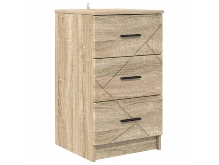 KGFHERENB Nachttisch mit 3 Schubladen Sonoma-Eiche 38x38x66 cm Kompakter Beistelltisch für das Schlafzimmer mit 3 geräumigen Schubladen und eleganten Metallgriffen.