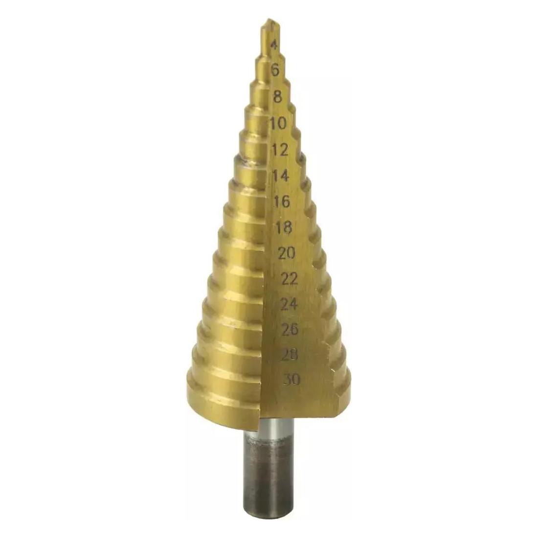 Dedra Gestufter Bohrer 4-30mm, HSS, TiN (10, 12, 14, 16, 18, 20, 22, 24, 26, 28, 30, 4, 6, 8) (WMST0430)