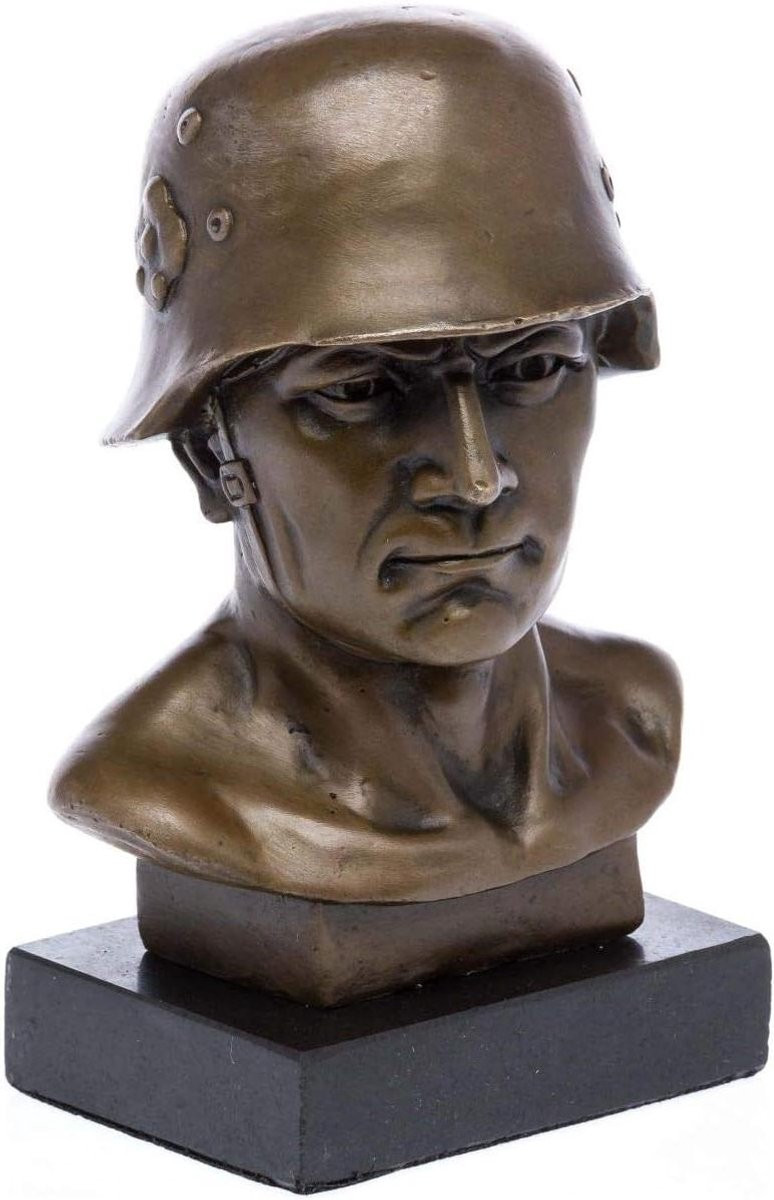 Handgemaakte Bronzen Soldaat Buste - Decoratieve Militaire Sculptuur - Hoogte: 16 cm