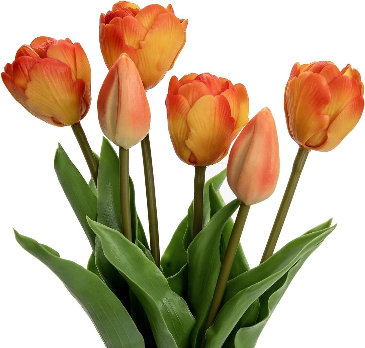 Oranje Kunsttulpen Boeket met Latex Feel - 39 cm Steel