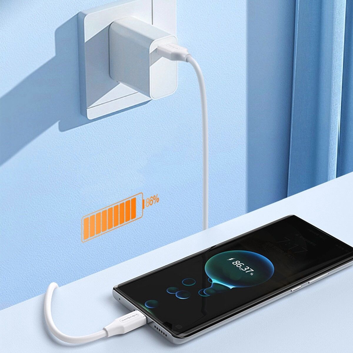 INF Câble USB-A vers USB-C US027, charge rapide 6 A jusqu'à 100 W, 2 m en TPE, compatible avec Huawei, Xiaomi et Vivo