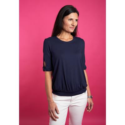 Rundhalsshirt SEIDEL MODEN, Damen, Gr. 36, blau (navy,69), Jersey, Obermaterial: 95% Viskose, 5% Elasthan, Rundhals, mit Cut Outs, Shirts Rundhalsshirt, mit Cut-Out Details, MADE IN GERMANY