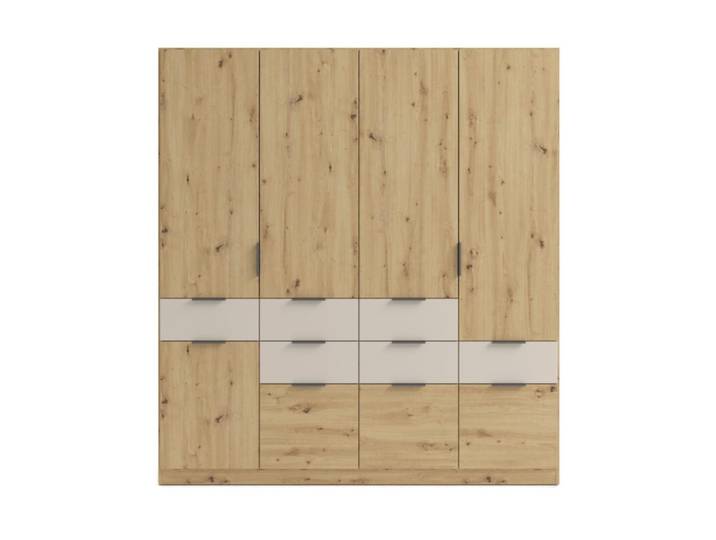Trendstore Raas Drehtürenschrank in verschiedenen Farben und Größen - Eiche Artisan Nachbildung, Absetzungen Dekor Champagner - 181 x 197 x 54 Schlafzimmerschrank, viel Stauraum, praktische Inneneinteilung, verschiedenen Farbvarianten, mit 4 oder 5 Türen Modern, Zeitlos