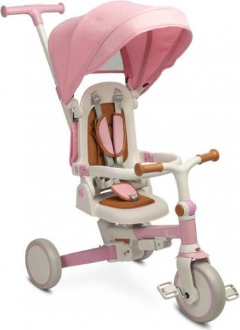 Sensillo Caretero 3-in-1 driewieler met duwstang, loopfiets en kinderfiets, roze