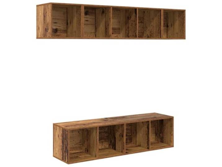 PUGYNBK TV-Möbel-Set, 4 Stück, altes Holz Wandmontage, Regale zur Aufbewahrung, modernes Design, ideal für Wohnzimmer