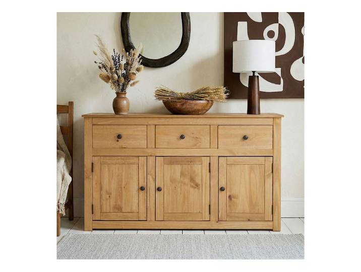 IDIMEX Sideboard CANCUN, Kommode aus Kiefer Massivholz 3 Türen & Schubladen Wohnzimmer, Flur