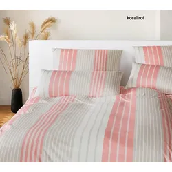 Elegante Bettwäsche Range - 155x220 cm + 80x80 cm	korallrot