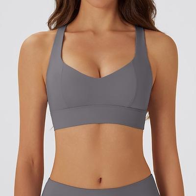 Damen Trainings-Tanktops Sport-BH Unterwäsche Medium Unterstützung Atmungsaktiv Bürgellos Gefüttert Einfarbig Sport Sportkleidung Schwarz Blau Fitnessstudio Fitness Yoga