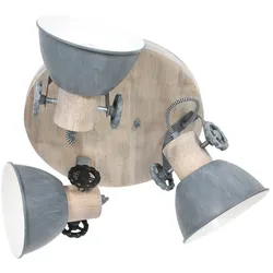 Mexlite Strahler-Rondell GEARWOOD, 3-flammig, 3x E27, verstellbar, Kautschuk-Holz / Metall, grün glänzend / innen weiß STE-3063G