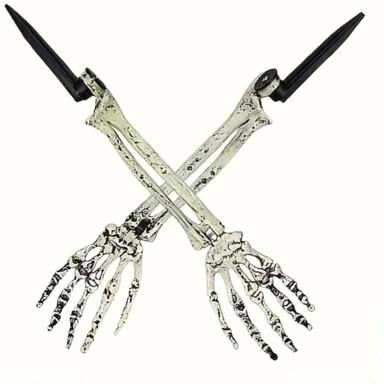 Uplifted Finds Halloween Ground Stake Skeleton Prop Kit Outdoor Yard Graveyard Decor With Realistic Skull & Ghost Hand Stakes 2pcs Hand