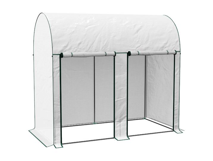 Outsunny Petite serre avec 2 portes à fermeture éclair 200X100X178 cm Blanc