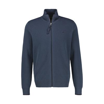 Strickjacke LERROS "Strickjacke in sportiver 2-Tone-Optik", Herren, Gr. 4XL, blau (classic navy), 100% Baumwolle, Strickjacken Strickjacke